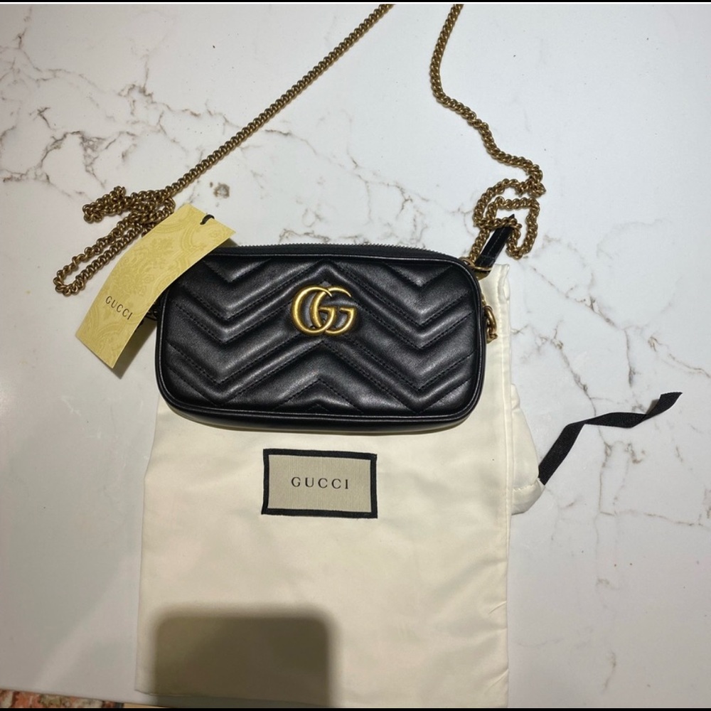 NEW with tags Gucci GG Marmont mini matelasse leather chain bag